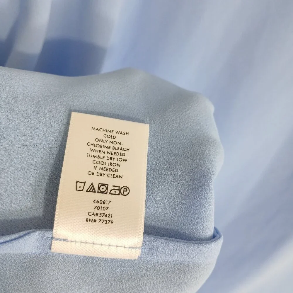 Ann Taylor Blouse XL Blue Long Bell Sleeves Chiffon Lightweight Top - Picture 8 of 8
